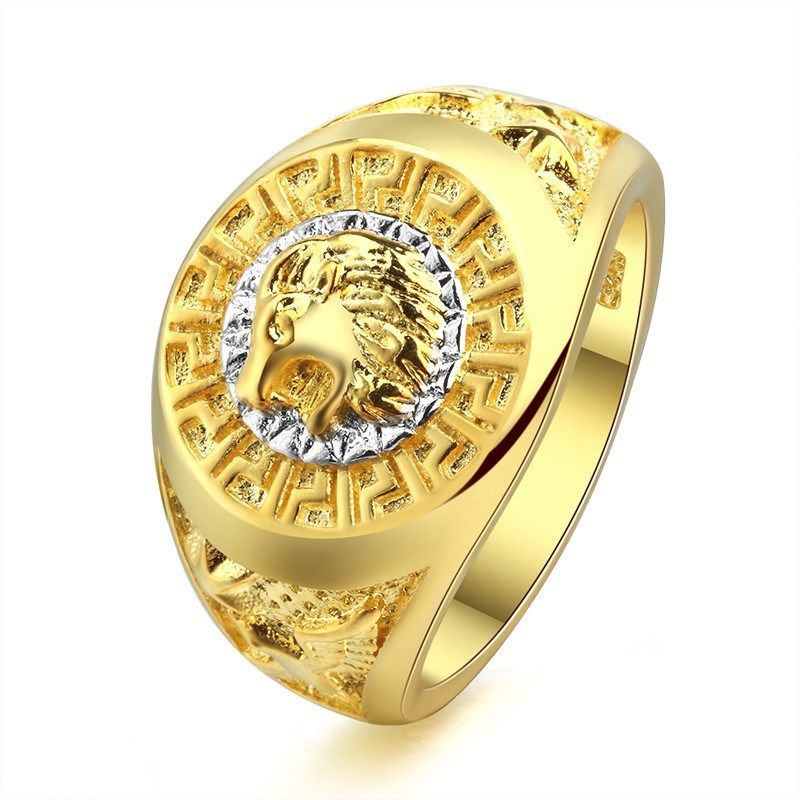 Hip Hop para hombre Anillo oro amarillo de 18K Lleno Tamaño clásica de león