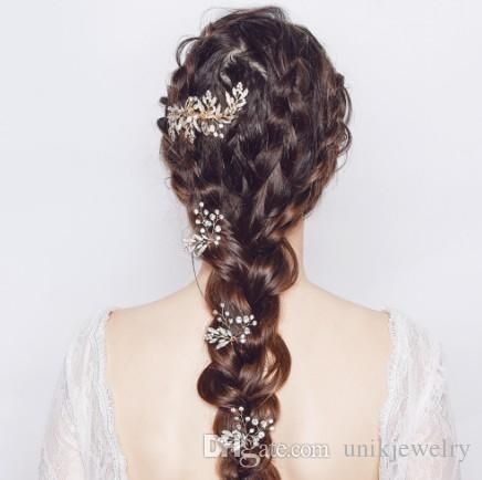 2019 Delicated Bridal Hair Set Pretty Pearl Crystal 3 U Pin Comb