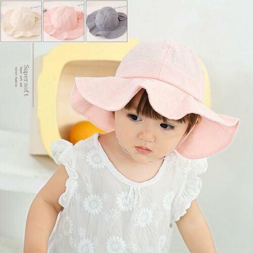 Newborn Baby Girls Kids Summer Princess Infant Flower Sun Cap Cotton Bucket Hat