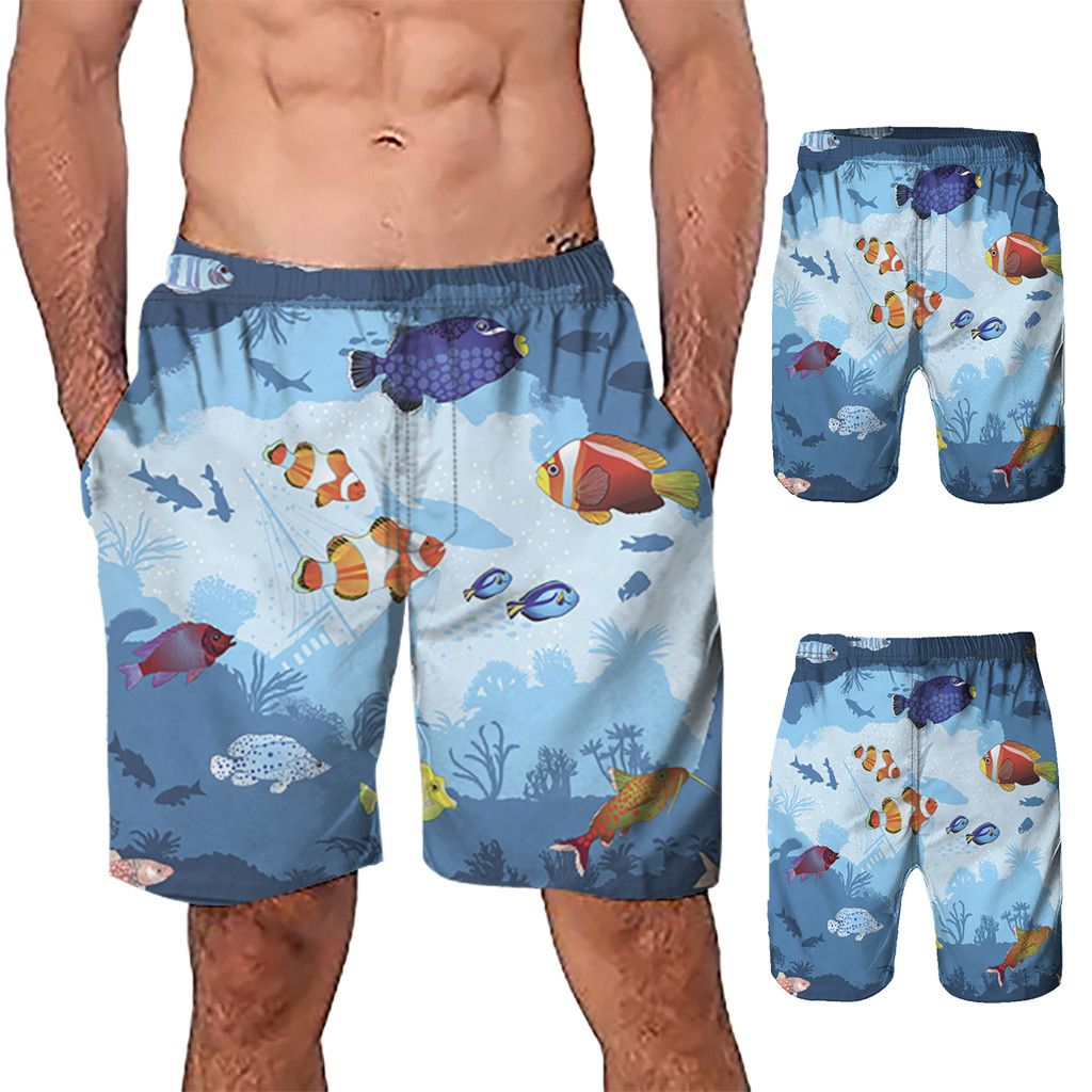 Men Casual 3D Graffiti Printed Beach Work Casual Men Short Trouser Shorts Pants