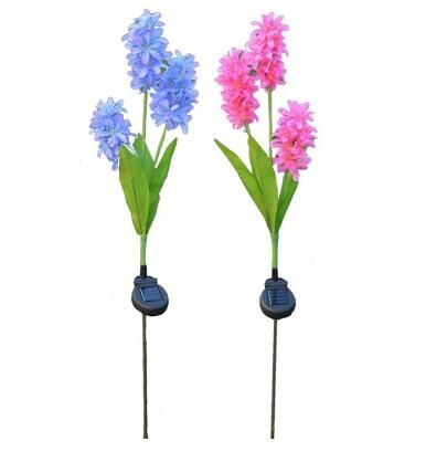 4pcs outdoor decorative 3led solar lamp hyacinth flower for lawn patio driveway path Landscape Lighting Waterproof A01
