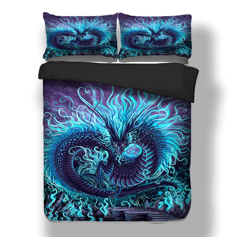 Purple Blue Dragon Bedding 3d Printing Duvet Cover Bedding Set