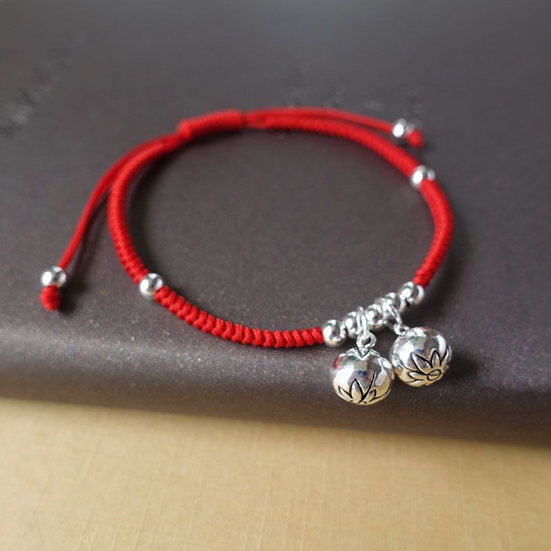 Húmedo marca Unir V191221 joyería de la pulsera de plata rojo S925 de los cascabeles suerte  brazalete hecho a