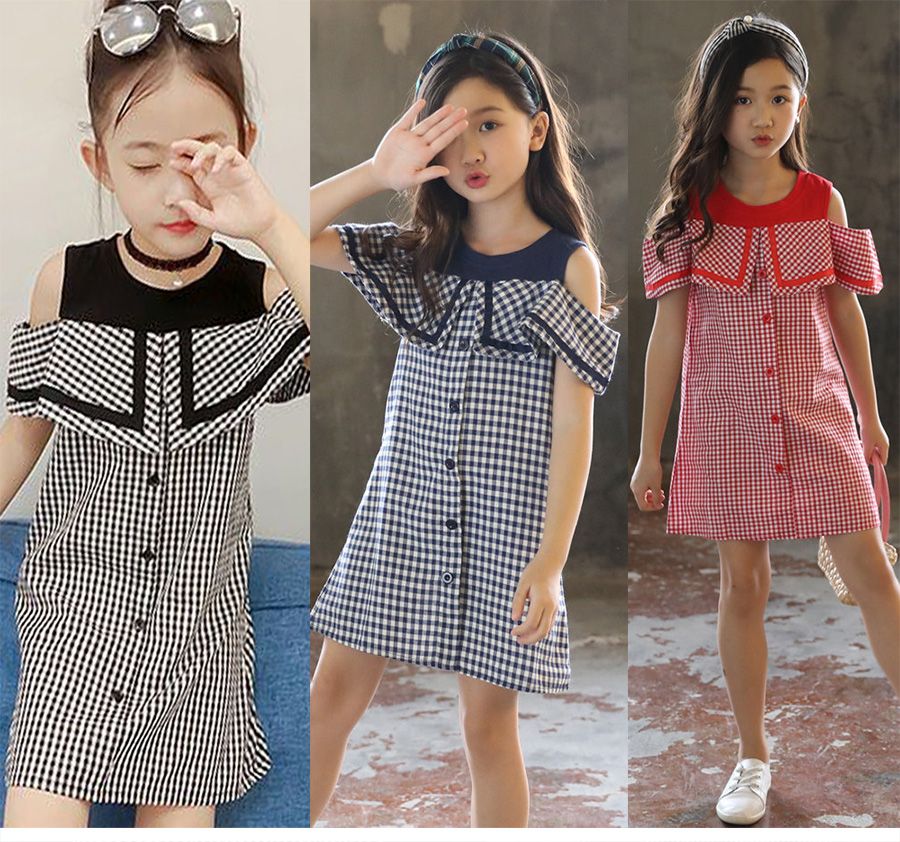 off shoulder plaid dress