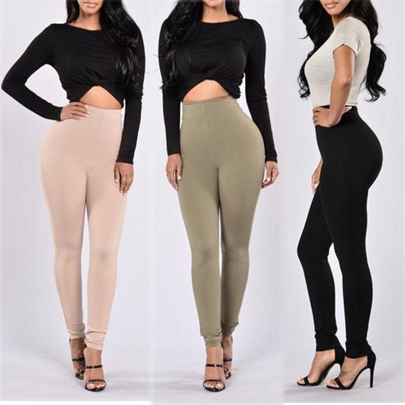 Women Pencil Pants Longline High Rise 