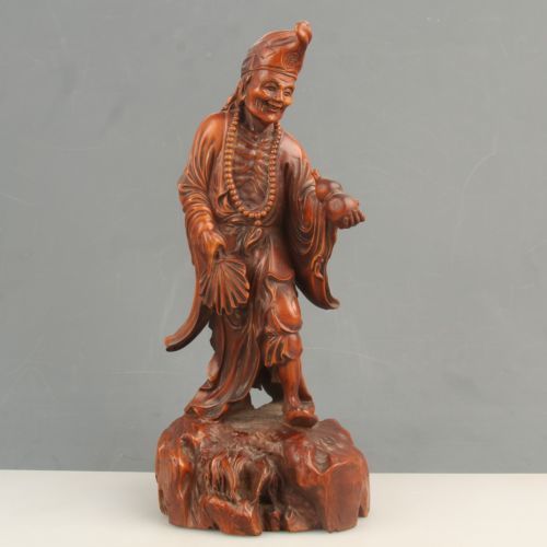 Chinese Exquisite Hand-carved Luohan carving Boxwood statue