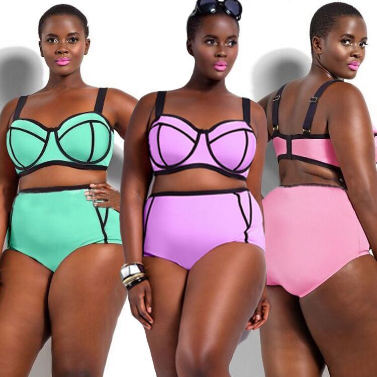 plus size high waisted two piece bathing suits