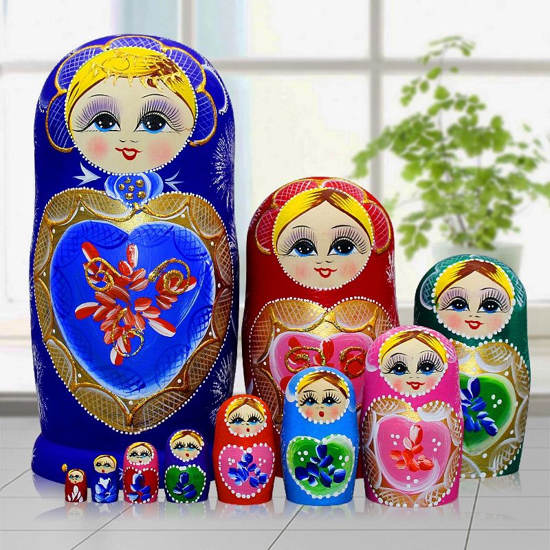 10pcs//Set Basswood Panda Nesting Dolls Handmade Matryoshka Dolls Toys Gifts