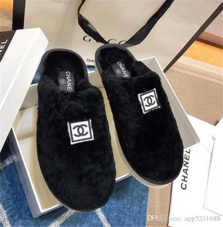 chanel fluffy slippers