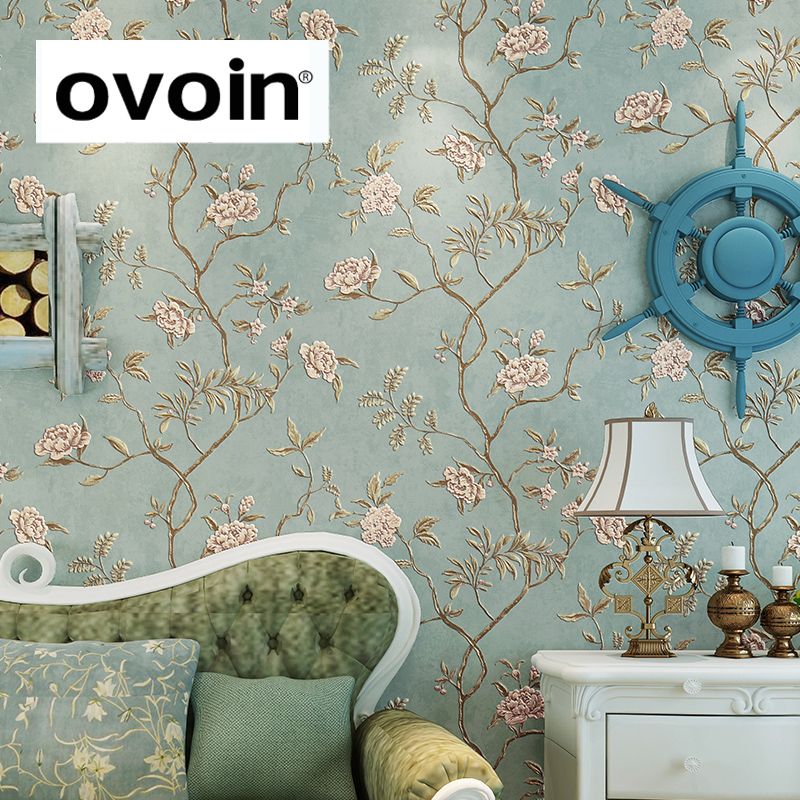Floral Wall Paper 3d Flower Wallpaper Vintage American Style Non Woven Embossed Bedroom Living Room Decor High Res Wallpapers Free High Resolution Computer Wallpapers From Shutie 21 9 Dhgate Com