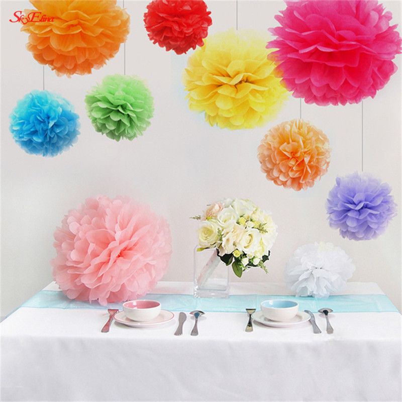 2019 8 Inch Artificial Flowers Hanging Decorations Paper Pom Poms