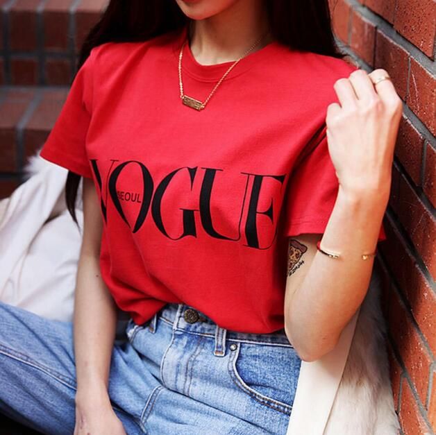 Moda Verano Chica Corta Tops Ropa Para Mujer 2019 Carta Camiseta Roja Negra Femenina Camisas De 12,66 € DHgate