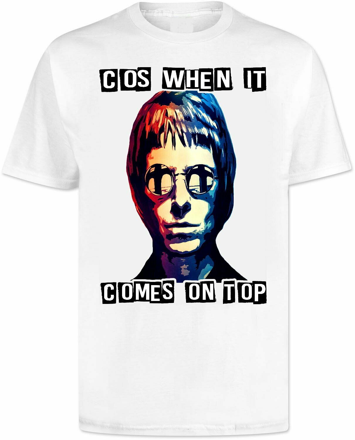 fm10 t-shirt uomo OASIS Liam Gallagher stampa BIANCA MUSICA