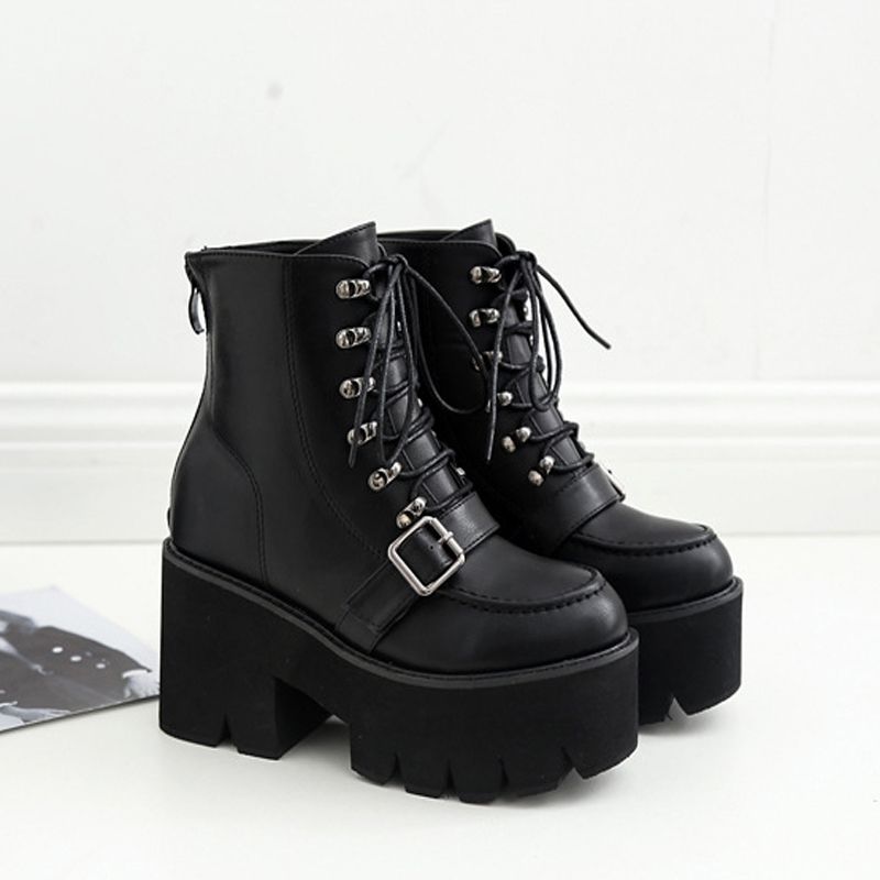 lace up womens black boots