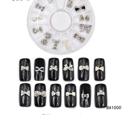 Crystal Nail Art Pearl Bow 3d Alloy Nails Rhinestones Bow Tie Nail
