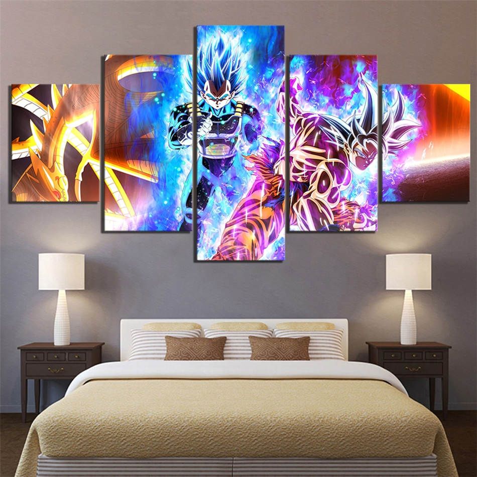 Goku Ultra instinto Dragon Ball Super Japón animado, de 5 Piezas HD lienzo de la lámina Goku Ultra instinto Dragon Ball Super Japón animado, de 5 Piezas HD lienzo de la lámina
