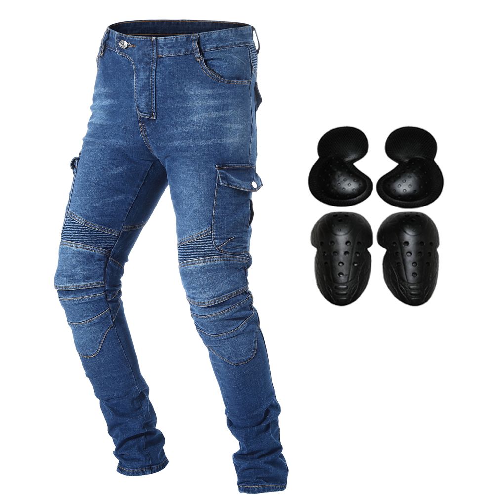 Men Women Motorcycle Riding Jeans Protective Pants Knight Hockey Biker Armor Pants XXL=36, Black