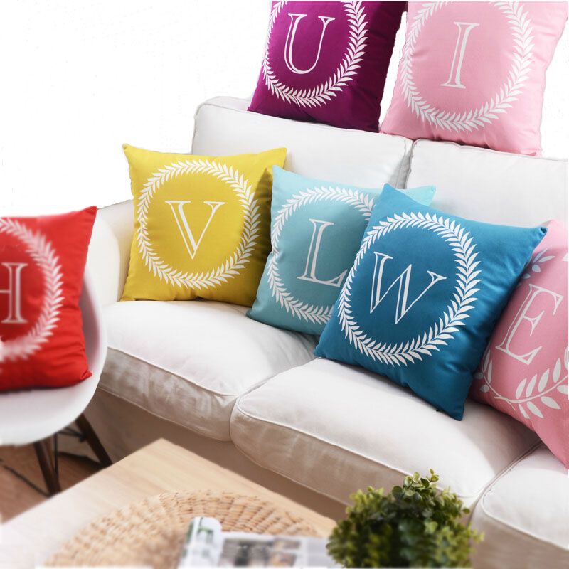 Pink Cushion Cover Letter Print Pillow Case Throw Pillowcase Car Home Sofa Decor