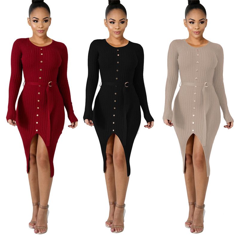 front split midi dress