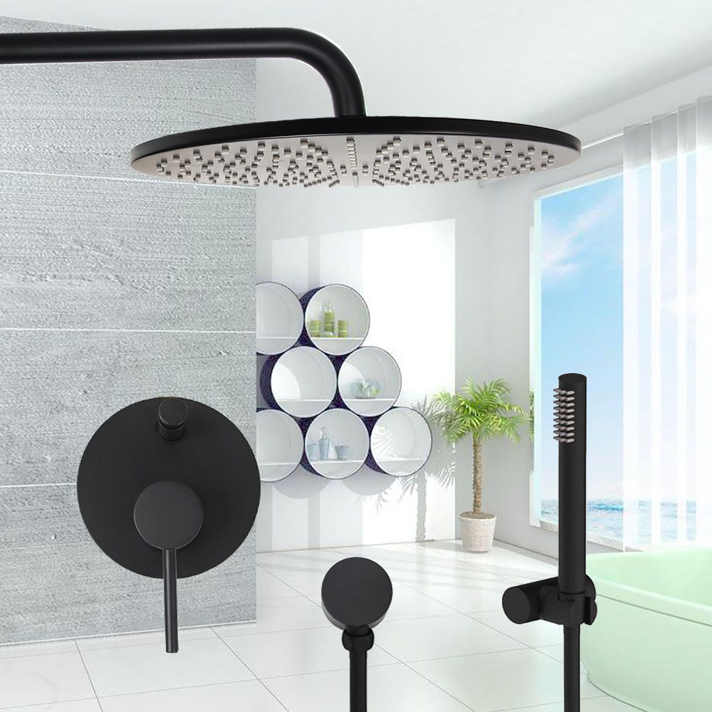 Black Wall Mount Rain 8/"//10/"//12/" Shower Head Mixer Valve Hand Shower Faucet Set