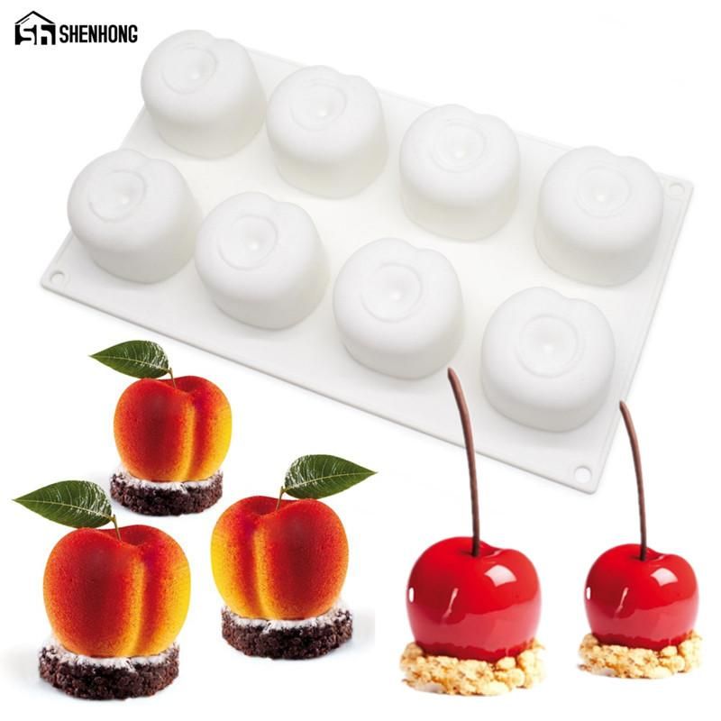 satin al shenhong silikon kiraz kalip 8 delik seftali 3d kek kaliplari dondurma cikolatalar icin pasta pasta bakeware tatli sanat pan tl180 63