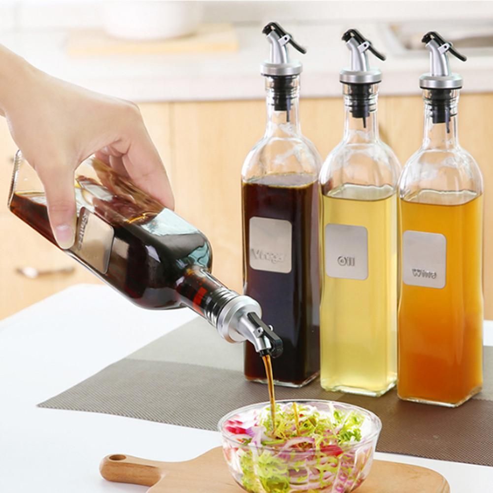 2020 Glass Olive Oil Vinegar Dispenser Pourer Seasoning Bottle Kitchen