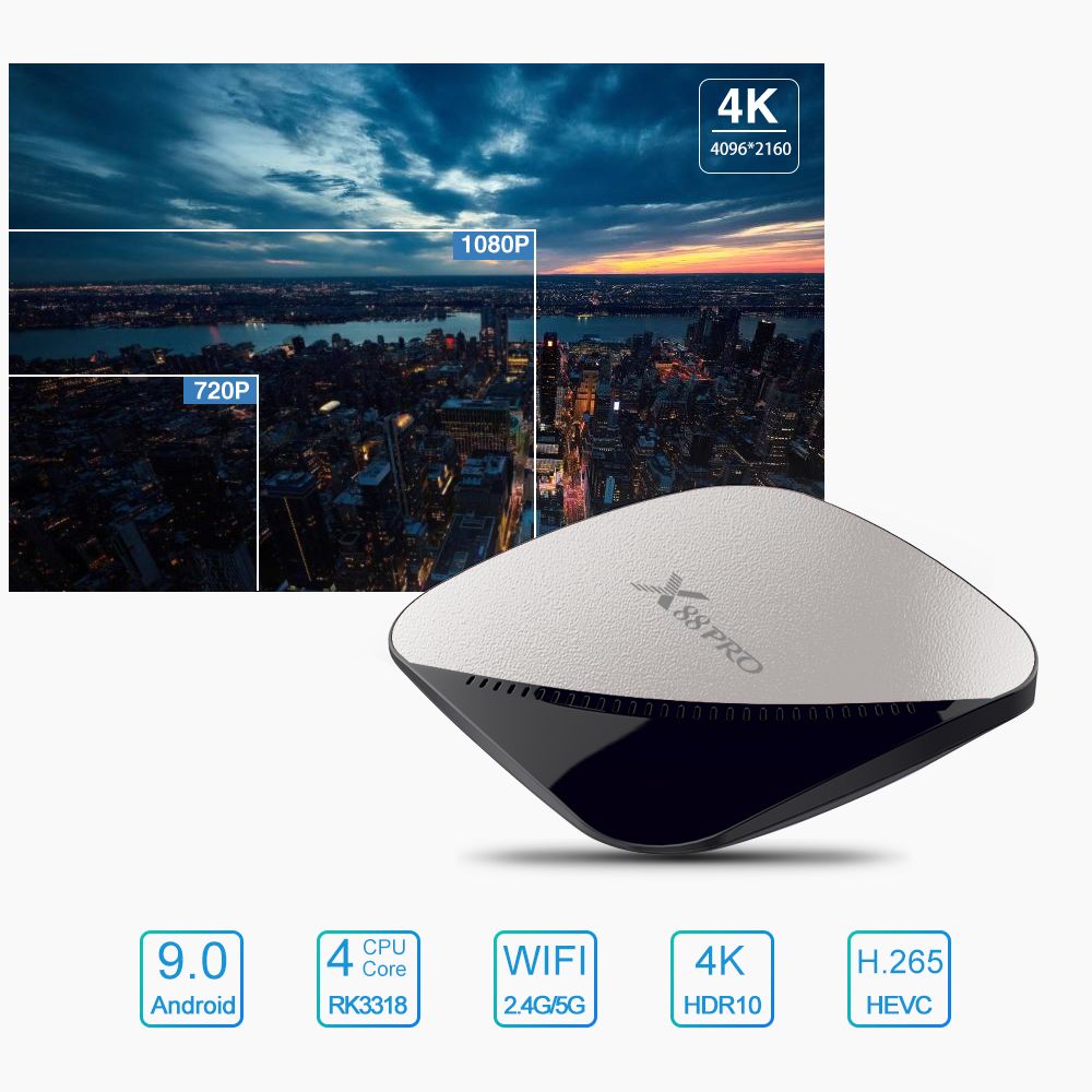 Top Box Media Player 4core Youtube 64GB ROM Dual Wifi RK3318 Quad Core