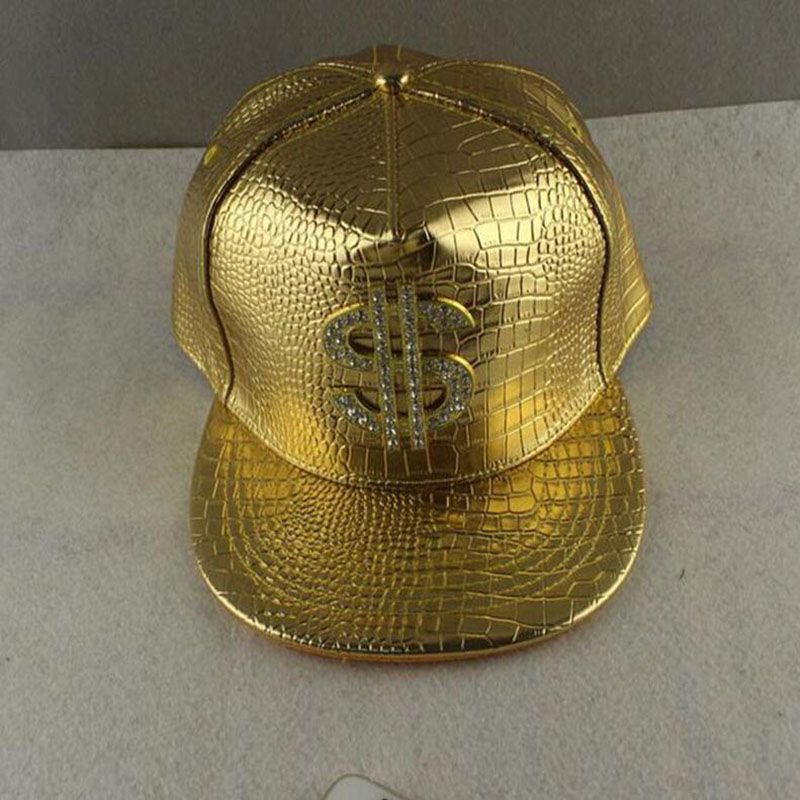 gold leather hat