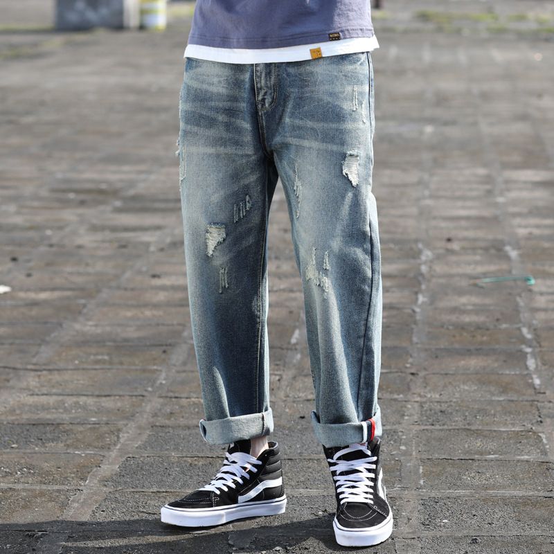 Compra Jeans De Moda Hombres Primavera Verano Hombre Gran Tamaño Cremallera  En Forma Pantalones Casuales De Mezclilla Colapsar Pantalones Anchos Hip  Hop Simple Barato | Entrega Rápida Y Calidad | Es.Dhgate