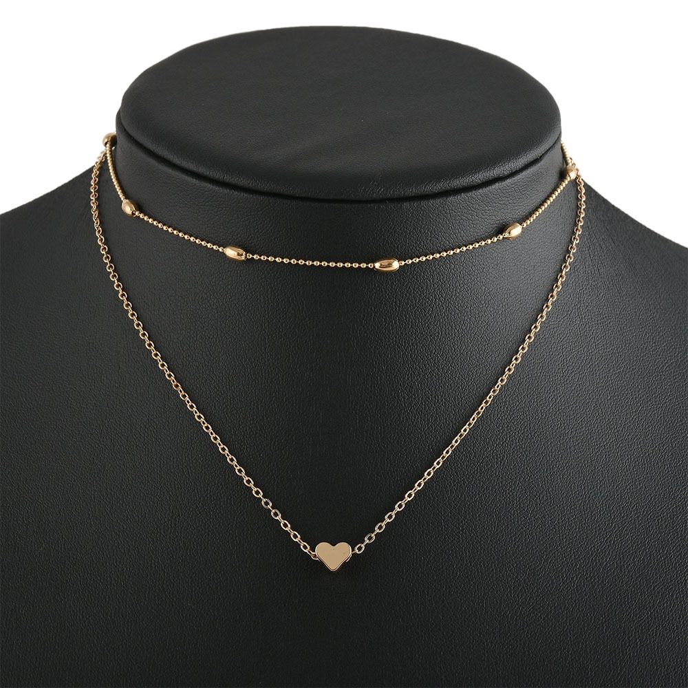 Delicado Colgante de Corazón en Plata de dos capas separadas Gargantilla cadenas