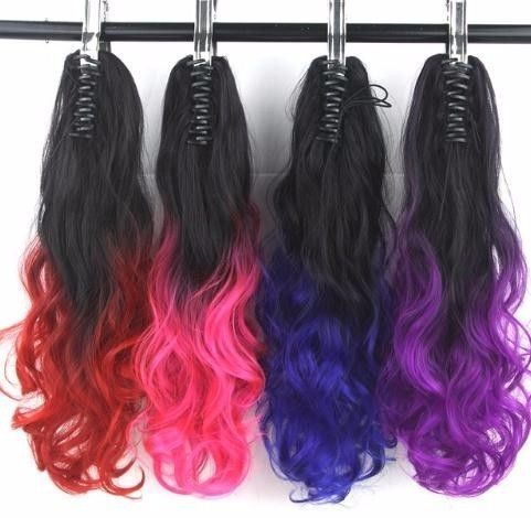 2019 2019 Pink Red Purple Ombre Cosplay Hair Claw Ponytails Clip
