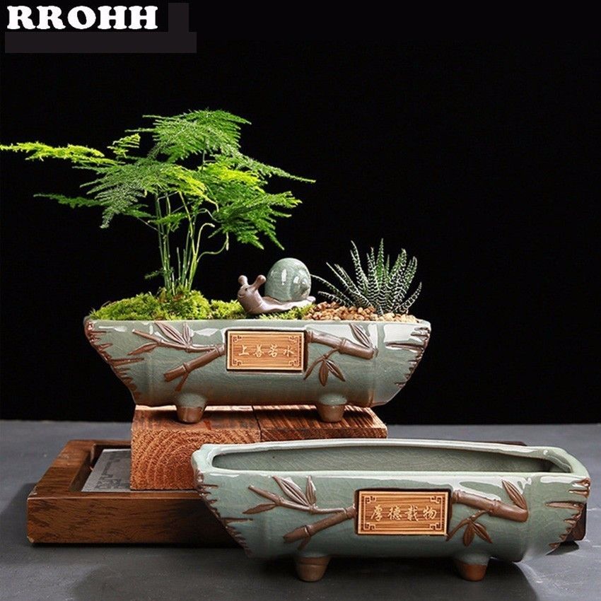 2020 Creative Ceramic Vintage Flower Pot Simple Succulent Plant Container Green Planters Bonsai Pots Flowerpot Home Decoration Cj191226 From Quan09 24 32 Dhgate Com