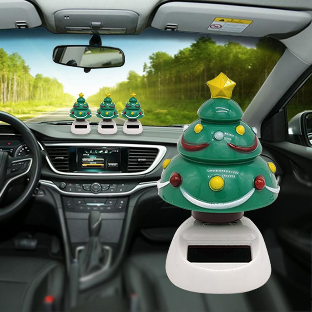 Lovely Abs Mini Solar Swing Christmas Tree Xmas Car Interior Dashboard Decoration Car Ornament Araba Aksesuar Inside Car Picture Interesting Car