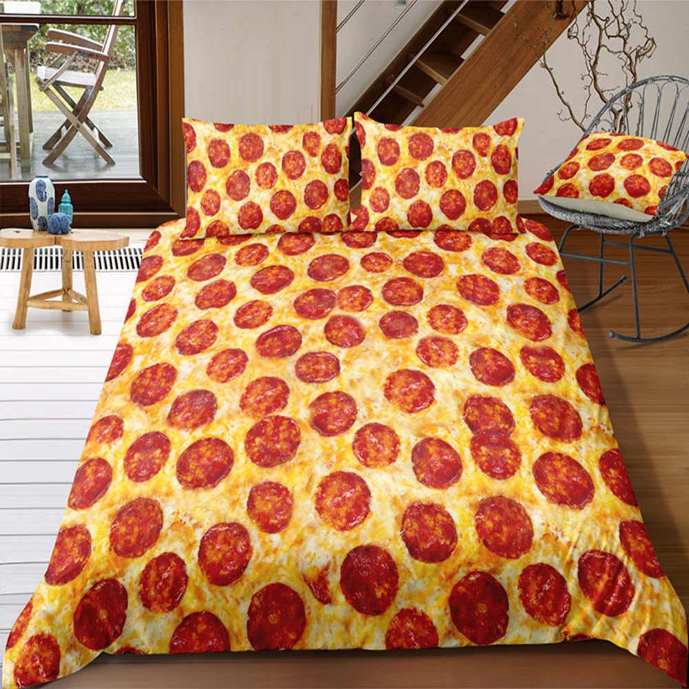 Cheese Sausage Food Printed Bedding Set For Adult Funny 3d Duvet