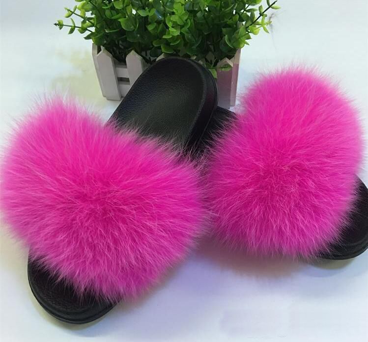 rainbow fur slippers