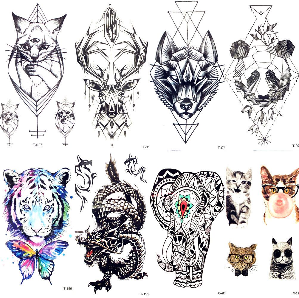 Acheter Geometrie Chat Elk Wolf Tatouage Temporaire Femmes Corps Bras Transfert Deau De Tatouage Hommes Maquillage Tatto Autocollant Bracelet Cerf Animal Zoo D De 7 71 Du Yizhan06 Fr Dhgate Com