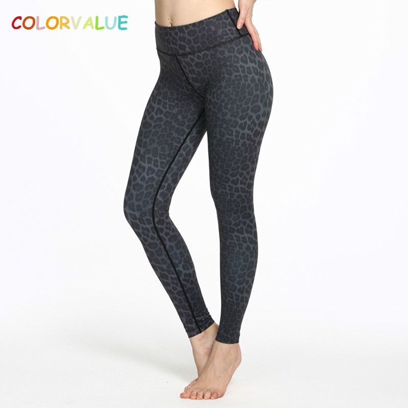 Black leopard print gym leggings Clearance
