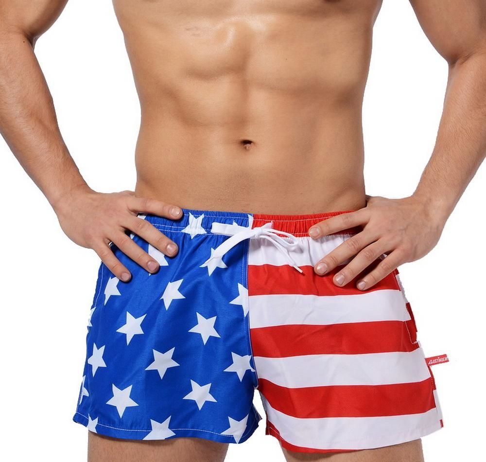 mens flag swim trunks