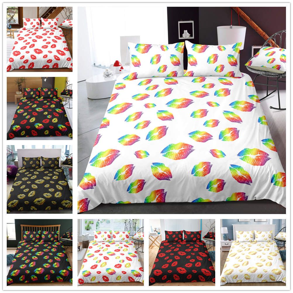 Colourful Lips Bedding Setsingle Double King Size 2 Bedspreads