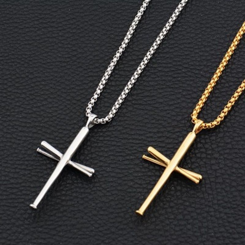 Baseball Bat Cross Pendant Necklace Hip 