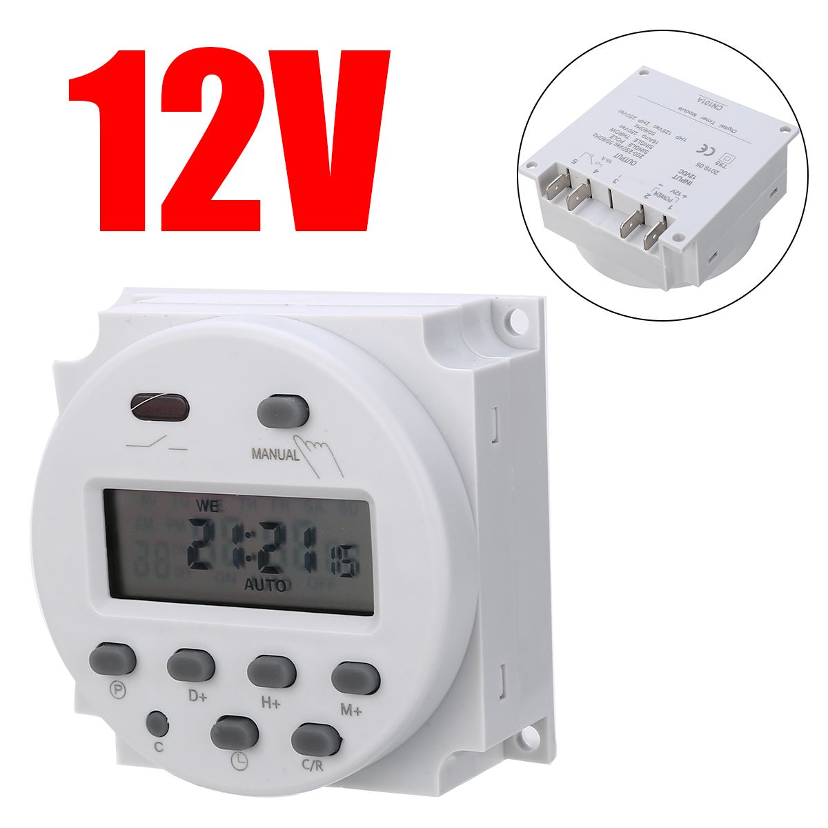 LC_ DC 12V 16A numérique LCD Programmable Minuteur Relay Switch pour Puissance
