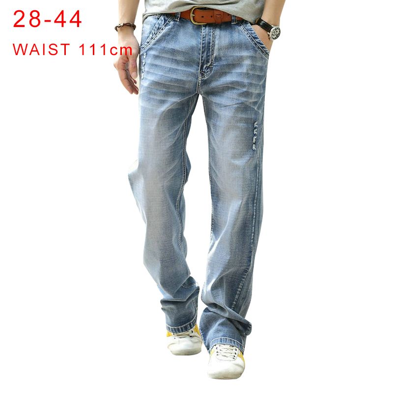 Mens Jeans Plus Size 44 Light Blue Baggy Men Hip Hop Streetwear ...