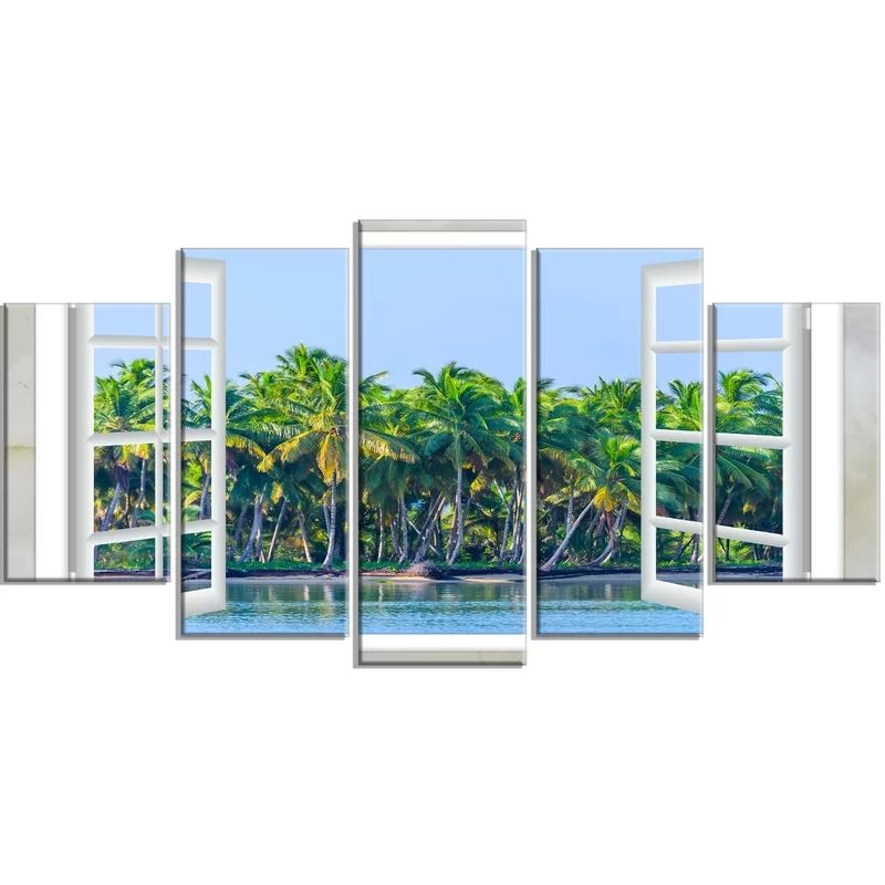 2020 Canvas Pictures Home Decoration Paintings Poster Hd Window Palm Trees Ocean Prints Wall Art Modular Living Room Framed From Z793737893 5 85 Dhgate Com