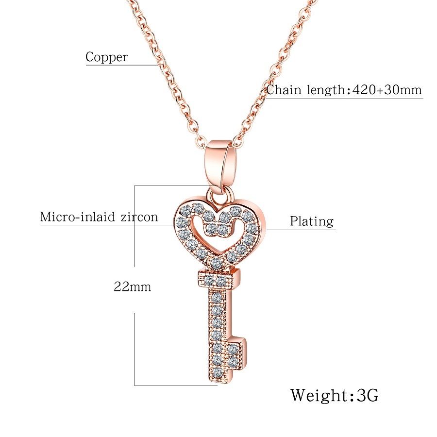 Women Charm Long 18k Gold Key Pendant 