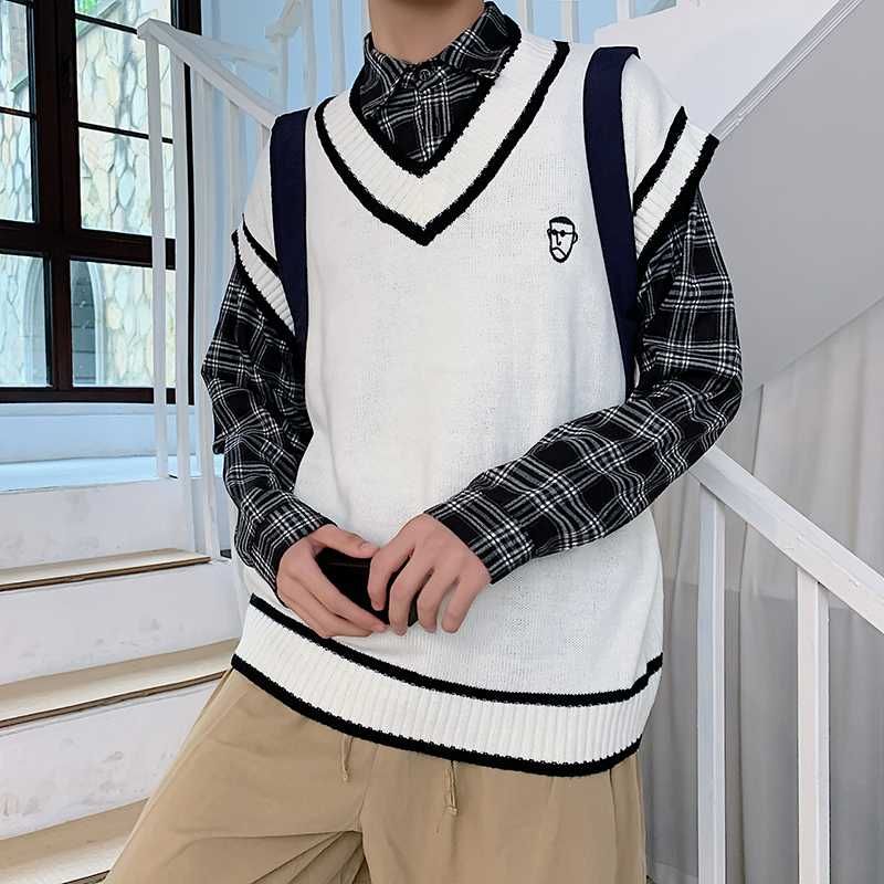 Autumn Vest Pullover Mens Korean Style 