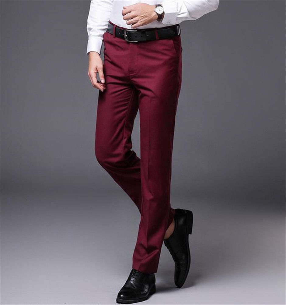 burgundy slim fit dress pants