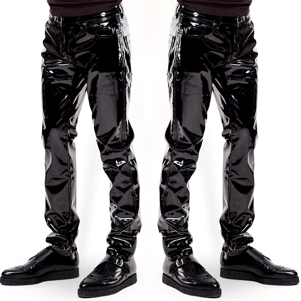Compra Hombres Sexy Negro Wetlook Faux Cuero Pantalones Motocicleta Ridding  Hombres Skinny Pantalones Exóticos PU Látex Catsuit Cremallera PVC Etapa  Clubwear Barato | Entrega Rápida Y Calidad | Es.Dhgate