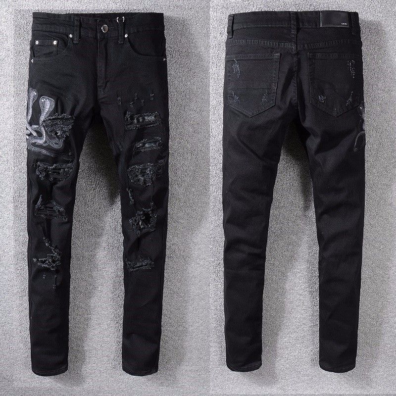 Acquistare AMIRI Commercio Estero Uomo Personalizzato Ricamato Serpente  Jeans Tagliuzzato Pelle Di Serpente Pantaloni Slim Uomo Moda Esplosione  Vendita Calda # 560 Economico | Consegna Veloce E Qualità | DHgate Italy