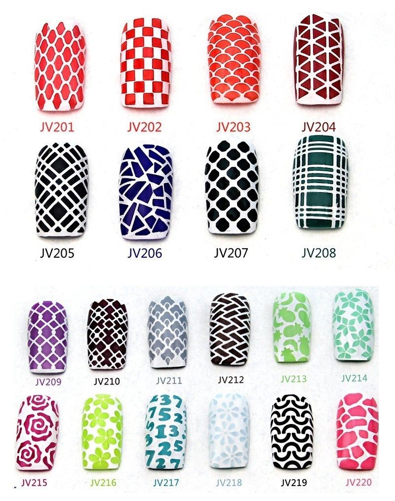 12 Tips/sheet Nail Art Stencil Stickers Mesh Pattern Nail Vinyls Easy Use Jv Series 12 Tips/sheet Nail Art Stencil Stickers Mesh Pattern Nail Vinyls Easy Use Jv Series