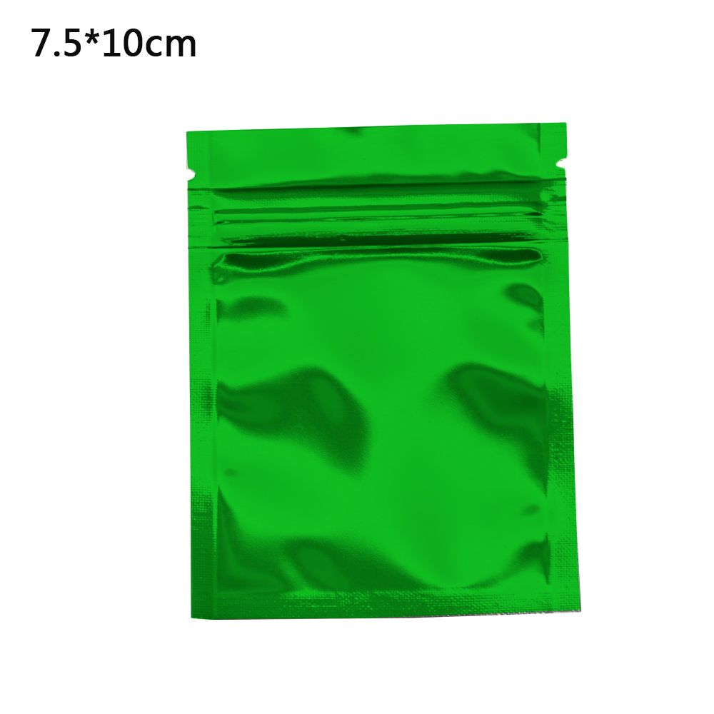 2020 7.5x10cm Green Glossy Mylar Foil Packing Bag Zip Lock Zipper Top Aluminum Foil Storage